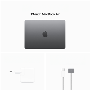 Nešiojamas kompiuteris Apple MacBook Air 13'' (2024), M3 8C/10C, 24 GB, 512 GB, SWE, space gray