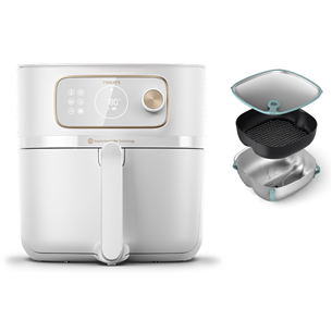 Karšto oro gruzdintuvė + garinimo priedas  Philips, Airfryer Combi XXL Connected, 8,3 l, 2200 W, baltas HD9876/25