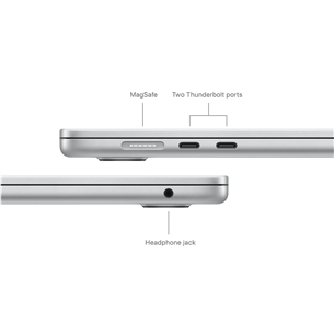 Nešiojamas kompiuteris Apple MacBook Air 15'' (2024), M3 8C/10C, 16 GB, 256 GB, RUS, silver