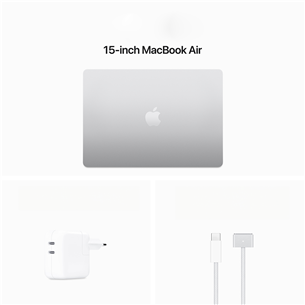 Nešiojamas kompiuteris Apple MacBook Air 15'' (2024), M3 8C/10C, 16 GB, 256 GB, RUS, silver