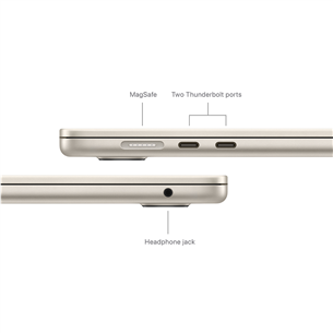 Nešiojamas kompiuteris Apple MacBook Air 15'' (2024), M3 8C/10C, 16 GB, 256 GB, SWE, starlight