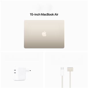 Nešiojamas kompiuteris Apple MacBook Air 15'' (2024), M3 8C/10C, 16 GB, 256 GB, SWE, starlight