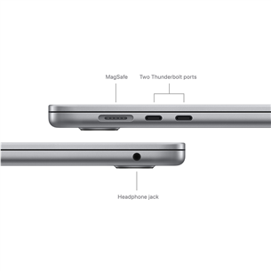 Apple MacBook Air 15'' (2024), M3 8C/10C, 16 GB, 512 GB, ENG, space gray - Nešiojamas kompiuteris