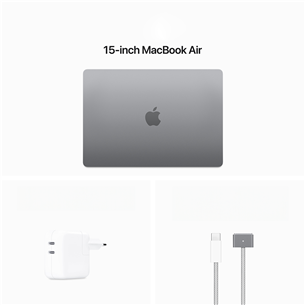 Apple MacBook Air 15'' (2024), M3 8C/10C, 16 GB, 512 GB, ENG, space gray - Nešiojamas kompiuteris