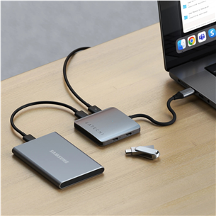 Satechi 4-Port USB-C Hub, Power Delivery, серый - USB-хаб