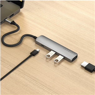 Satechi 4-in-1 USB-C Slim Multiport Adapter 4K, space grey - USB hub