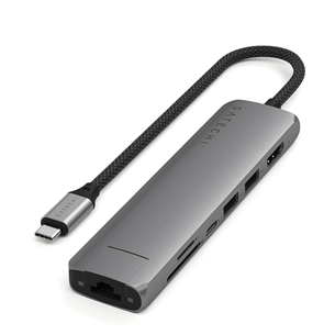 Satechi 7-in-1 USB-C Slim Multiport Adapter with Ethernet, space grey - USB hub