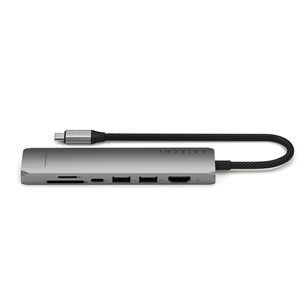 Satechi 7-in-1 USB-C Slim Multiport Adapter with Ethernet, серый - USB-хаб