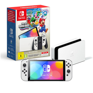 Žaidimų konsolės rinkinys Nintendo Switch OLED + Super Mario Bros. Wonder + NSO 12M, baltas 045496454074