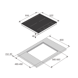 Asko, width 64,4 cm, black - Built-in induction hob