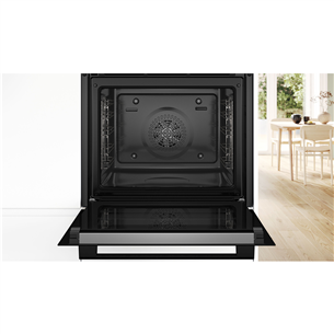 Bosch, 71 L, pyrolytic cleaning, black - Built-in oven