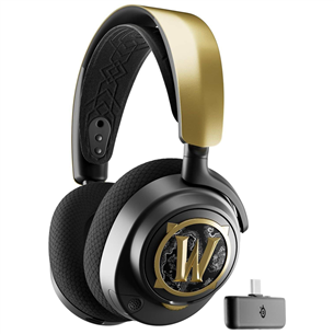 Belaidės ausinės Steelseries Arctis Nova 7: World of Warcraft Edition, juodos/auksinės