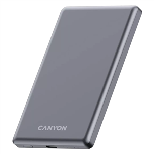 Canyon OnCharge 505 Slim Magsafe, 5000 мАч, беспроводная зарядка, USB-C, темнл-серый - Внешний аккумулятор