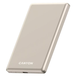 Canyon OnCharge 505 Slim Magsafe, 5000 mAh, wireless charging, USB-C, beige - Powerbank