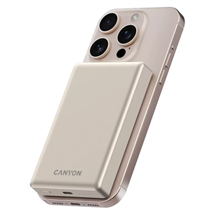 Canyon OnCharge 510 Slim Magsafe, 10000 mAh, wireless charging, USB-C, beige - Powerbank