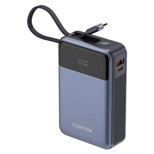 Canyon OnPower PB-600, 20000 mAh, USB-A, USB-C, black/silver - Powerbank