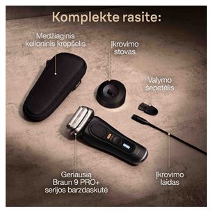 Skustimosi mašinėlė Braun Series 9 Pro, juoda