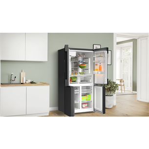 Bosch Series 6, French Door, 574 L, height 183 cm, black steel - SBS Refrigerator