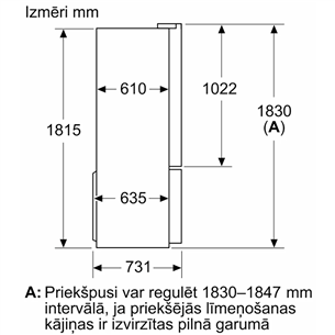 SBS Šaldytuvas Bosch Series 6, French Door, 574 L, aukštis 183 cm, juodas