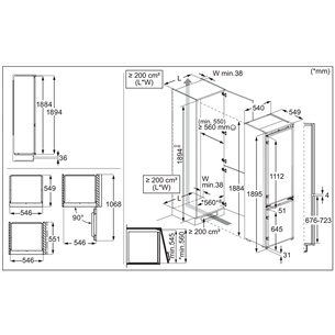 Electrolux 600 Series, No Frost, 269 L, height 189 cm - Built-in Refrigerator