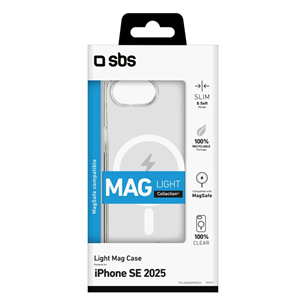 Dėklas SBS Light Mag Case, iPhone 16e, skaidrus